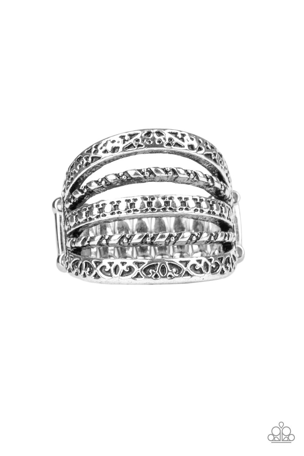 Textile Bliss - Silver Ring - Paparazzi