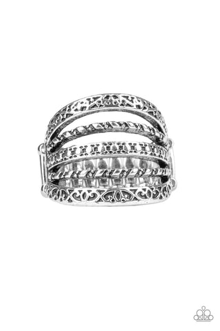 Textile Bliss - Silver Ring - Paparazzi