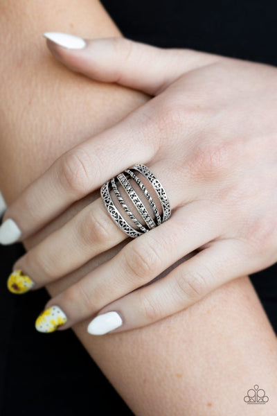 Textile Bliss - Silver Ring - Paparazzi