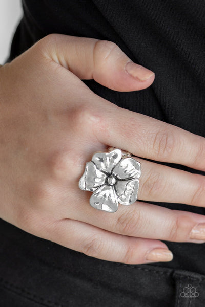Tropical Gardens -  Silver Ring - Paparazzi