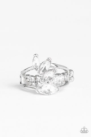 Rhinestone Stunner - White Ring - Paparazzi