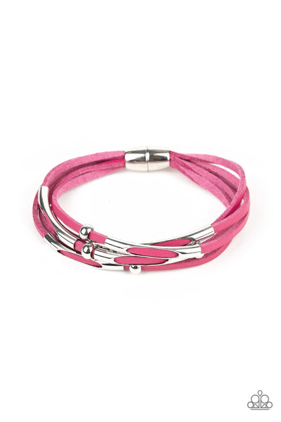 Modern Magnetism - Pink beards-suede-bracelet-paparazzi