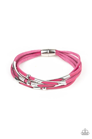 Modern Magnetism - Pink beards-suede-bracelet-paparazzi
