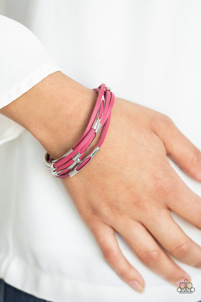 Modern Magnetism - Pink beards-suede-bracelet-paparazzi