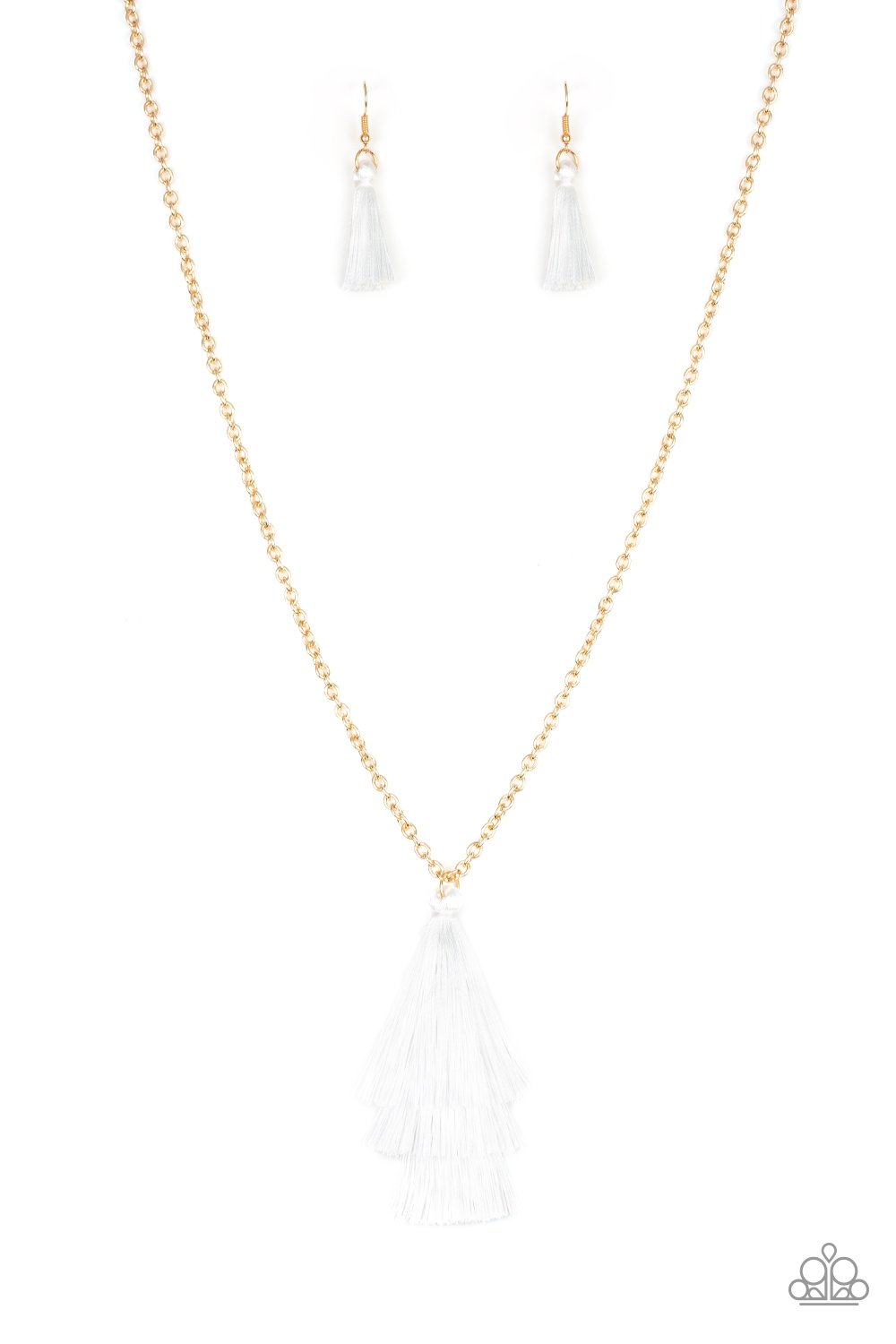 Triple The Tassel - White-necklace-paparazzi