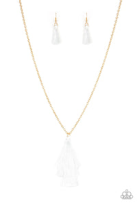 Triple The Tassel - White-necklace-paparazzi