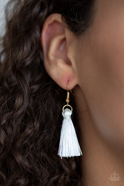 Triple The Tassel - White-necklace-paparazzi