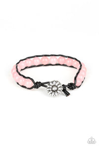 Daisy Guru - Pink stones-black cording-bracelet-paparazzi