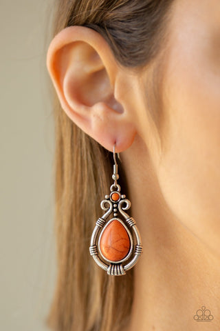 Canyon Scene - Orange Earring - Paparazzi