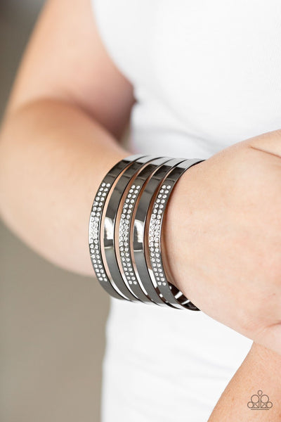 Big Time Shine - Black Cuff Bracelet - Paparazzi