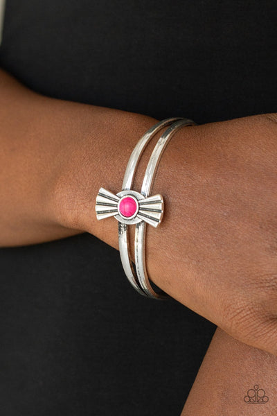 Adobe Sunset - Pink-stone-cuff-paparazzi