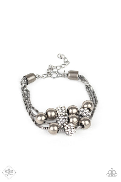 Industrial Integration-silver-rhinestones-bracelet-paparazzi