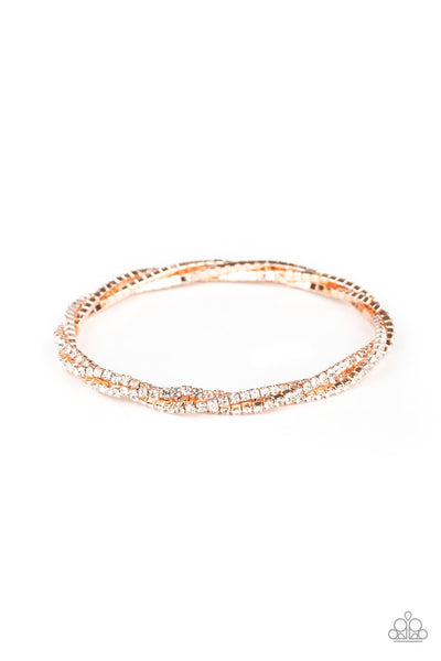 Glitzy Gleam - Rose Gold-rhinestones-bracelet-paparazzi