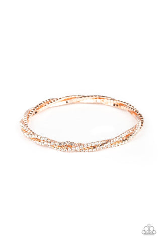 Glitzy Gleam - Rose Gold-rhinestones-bracelet-paparazzi