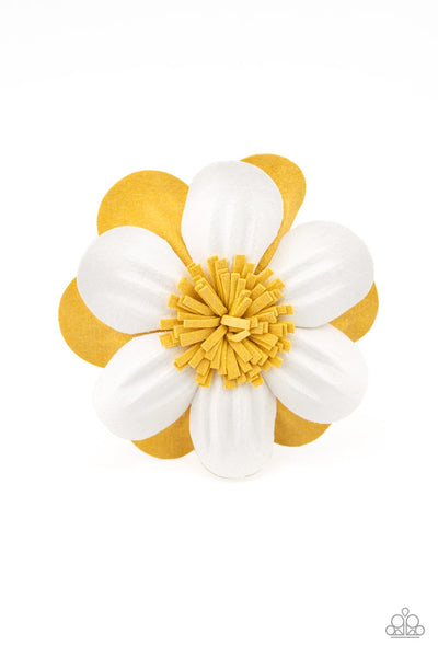 Merry Magnolia - Yellow Hair Clip - Paparazzi