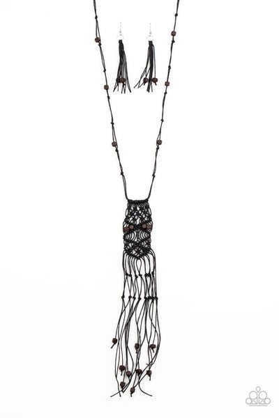 Macrame Majesty - Black Necklace - Paparazzi