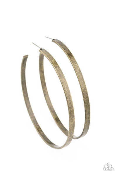 Lean Into The Curves - Brass Earring - Paparazzi