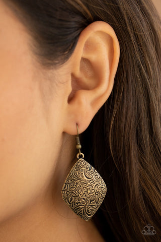 Flauntable Florals - Brass Earring - Paparazzi