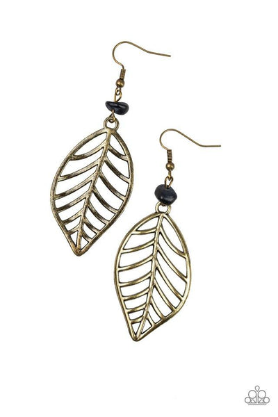 BOUGH Out - Brass Earring - Paparazzi