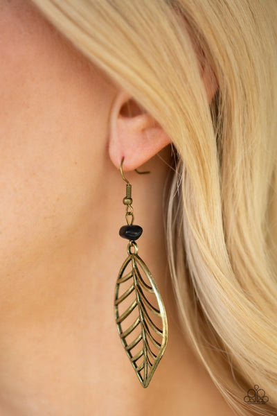 BOUGH Out - Brass Earring - Paparazzi