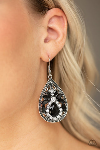 Candlelight Sparkle - Black Earring- Paparazzi