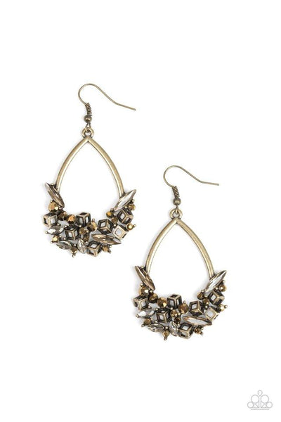 Crash Landing - Brass Earrings - Paparazzi