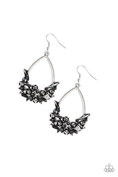 Crash Landing - Silver Earrings -Paparazzi