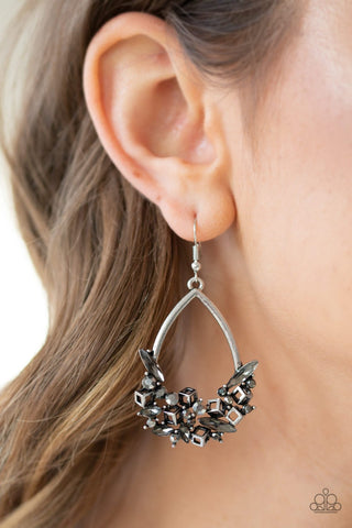 Crash Landing - Silver Earrings -Paparazzi