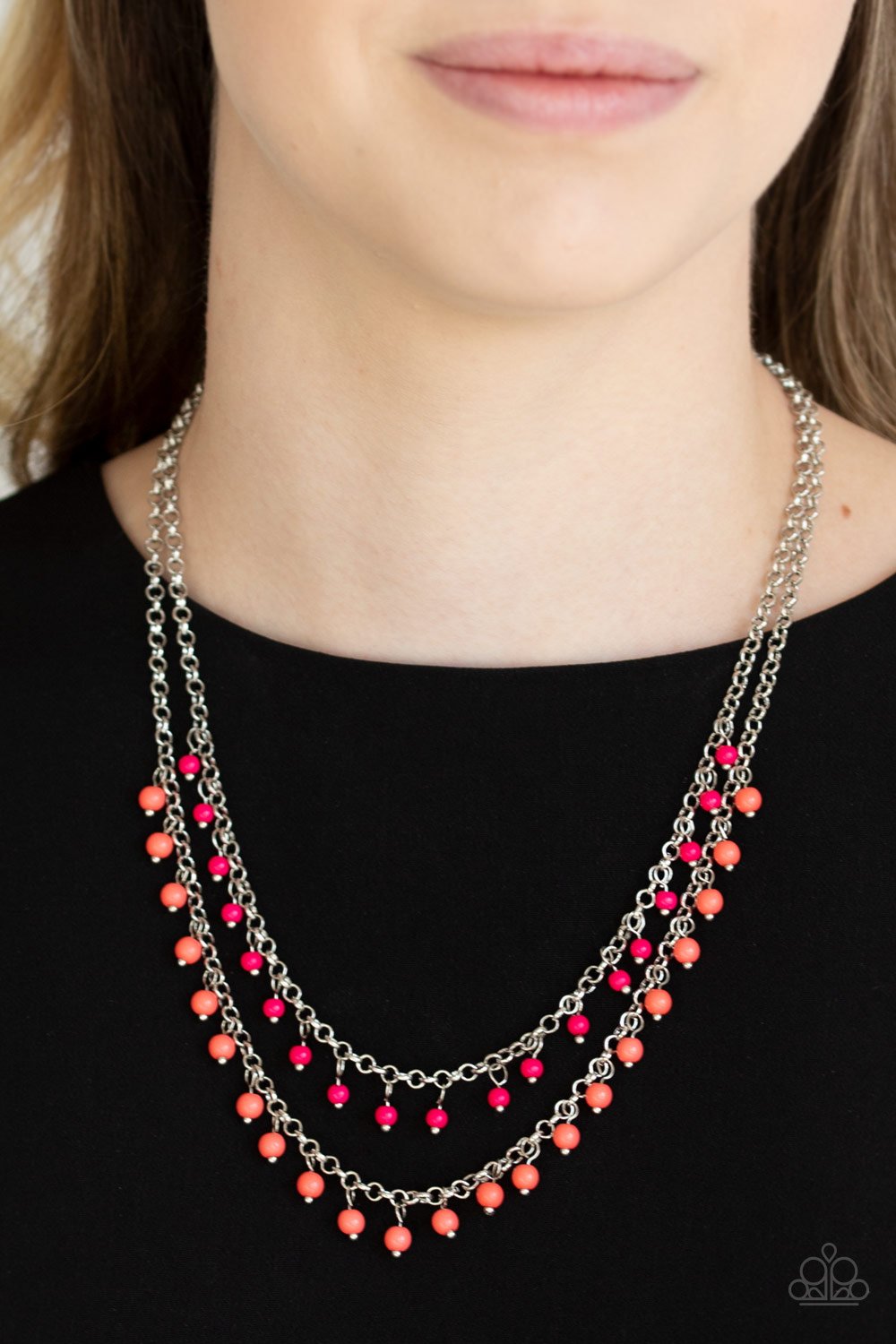 Dainty Distraction - Orange Necklace - Paparazzi