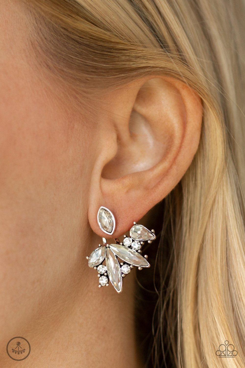 Deco Dynamite - White Earring - Paparazzi