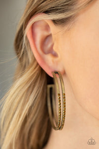 Double The Bling - Brass Earring - Paparazzi