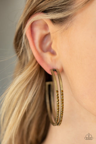 Double The Bling - Brass Earring - Paparazzi