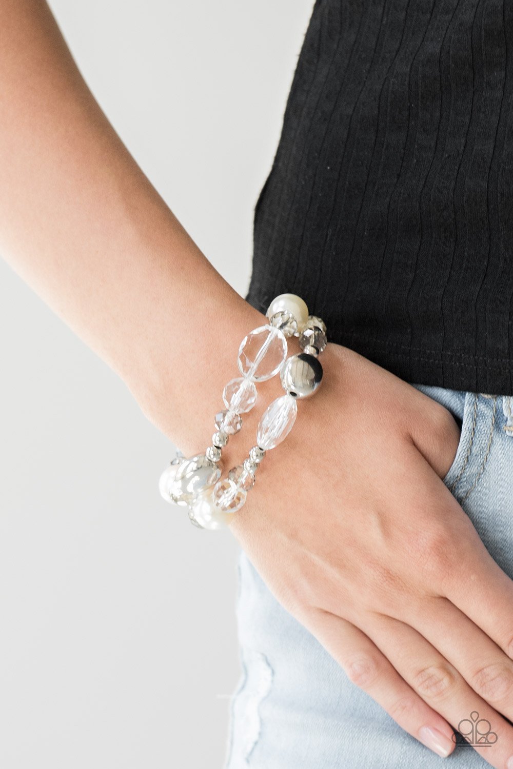 Downtown Dazzle - White Bracelet - Paparazzi