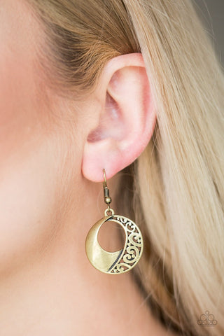 Eastside Excursionist - Brass Earring - Paparazzi