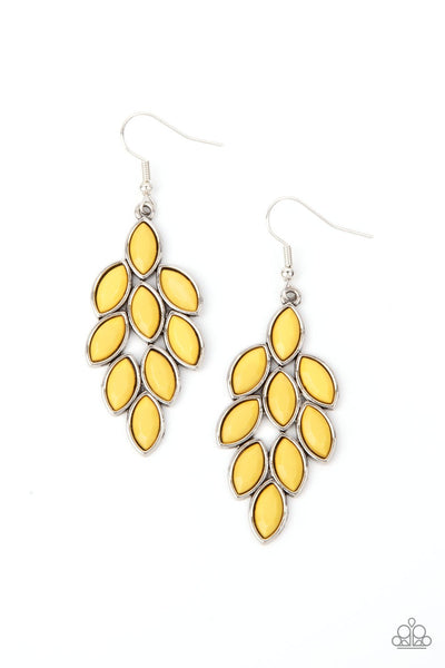 Flamboyant Foliage - Yellow Earring - Paparazzi