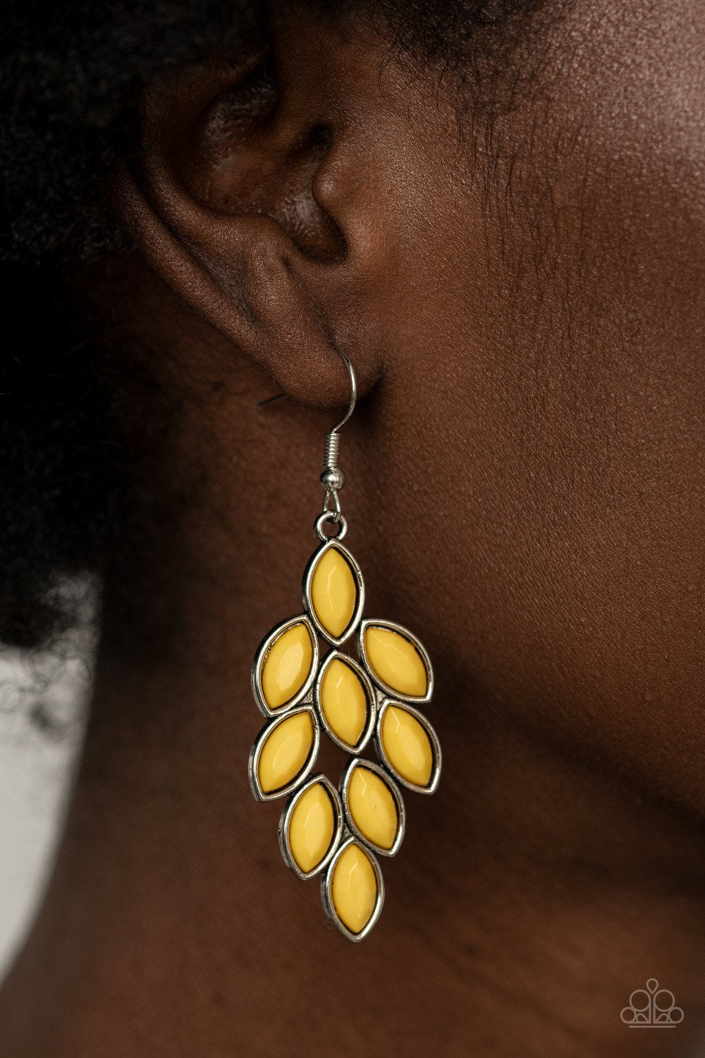 Flamboyant Foliage - Yellow Earring - Paparazzi