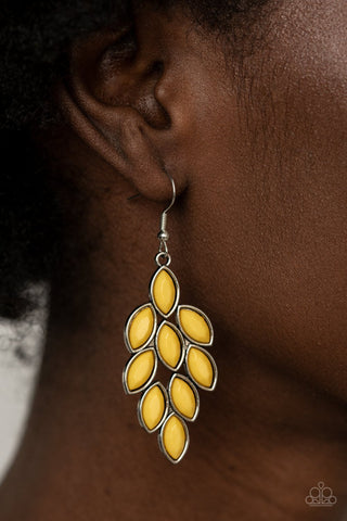 Flamboyant Foliage - Yellow Earring - Paparazzi