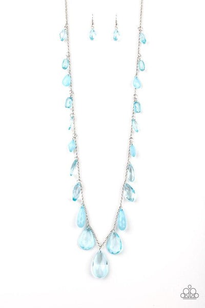 GLOW And Steady Wins The Race - Blue Necklace - Paparazzi