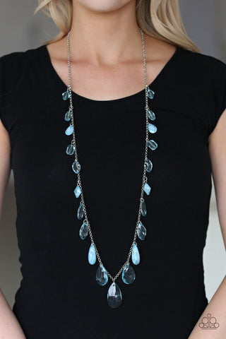 GLOW And Steady Wins The Race - Blue Necklace - Paparazzi