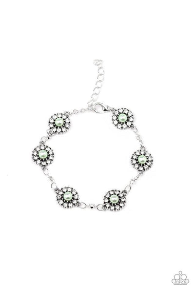 Garden Flower Grandeur - Green Bracelet - Paparazzi