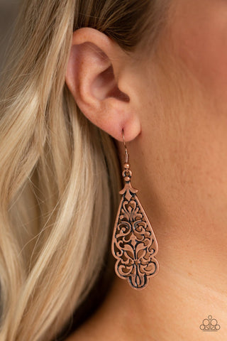 Greenhouse Goddess - Copper Earring - Paparazzi