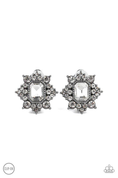 Interstellar Sparkle - Black Earring - Clip on - Paparazzi
