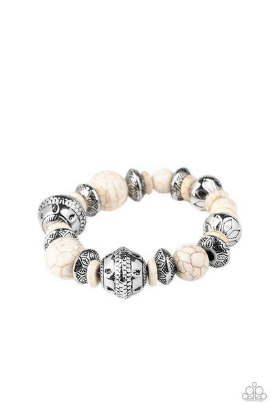 Majestic Masonry - White Bracelet - Paparazzi