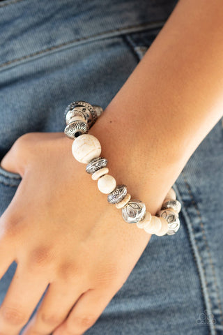 Majestic Masonry - White Bracelet - Paparazzi