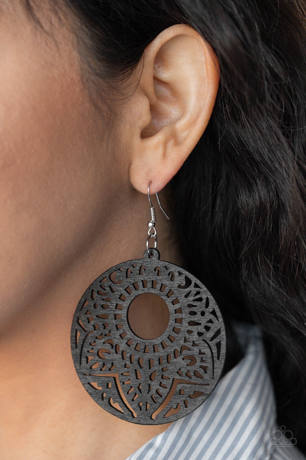 Mandala Mambo - Black Earring - Paparazzi