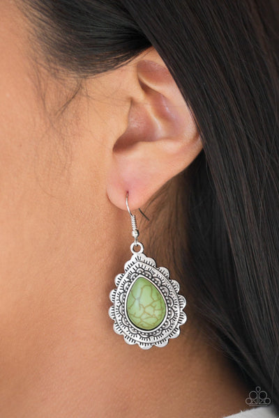 Mesa Mustang - Green Earring - Paparzzi