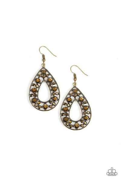 Midnight Magic - Brass Earring - Paparazzi
