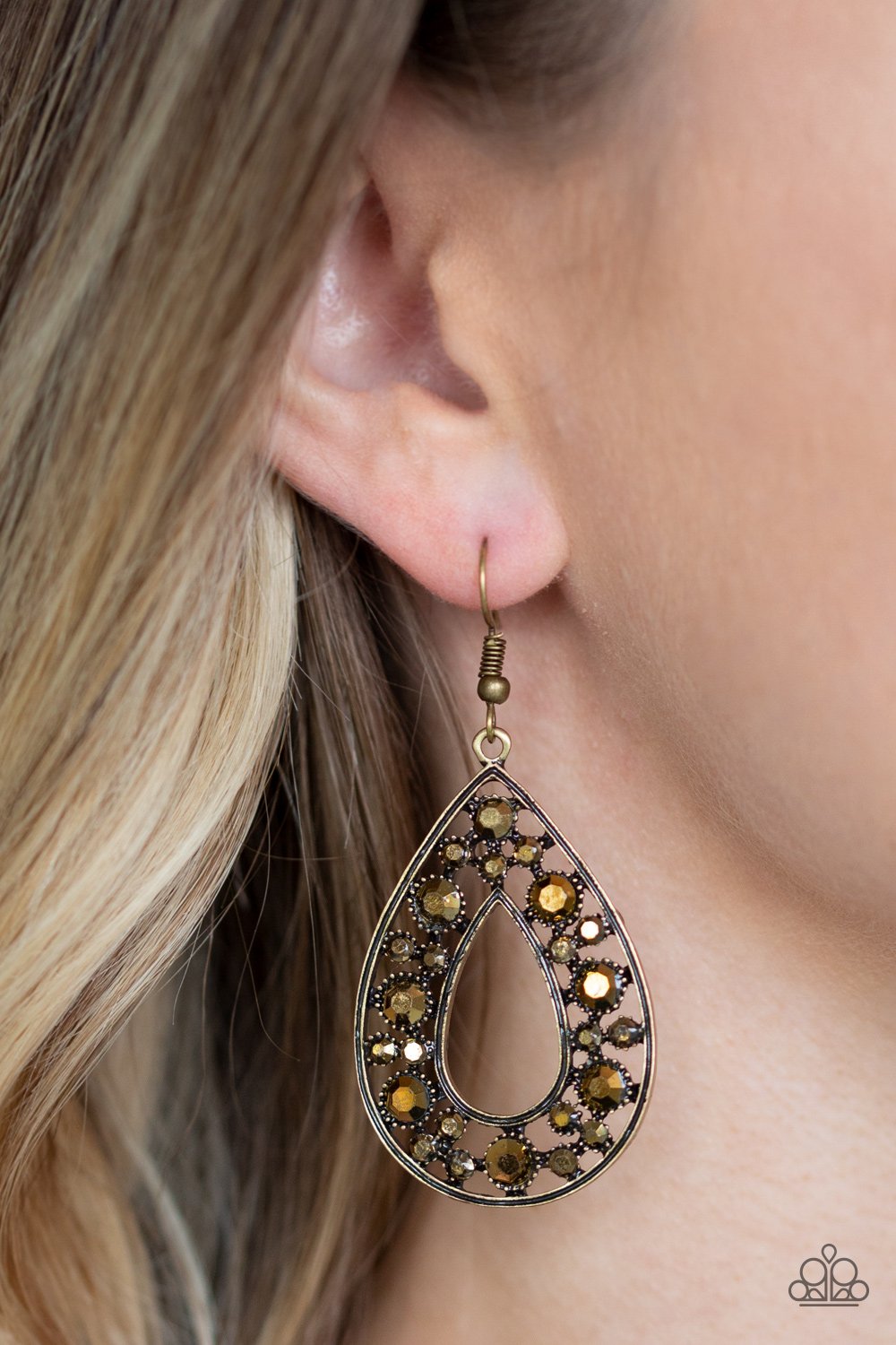 Midnight Magic - Brass Earring - Paparazzi