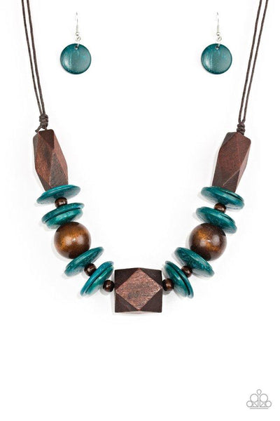 Pacific Paradise - Blue Necklace - Wood - Paparazzi