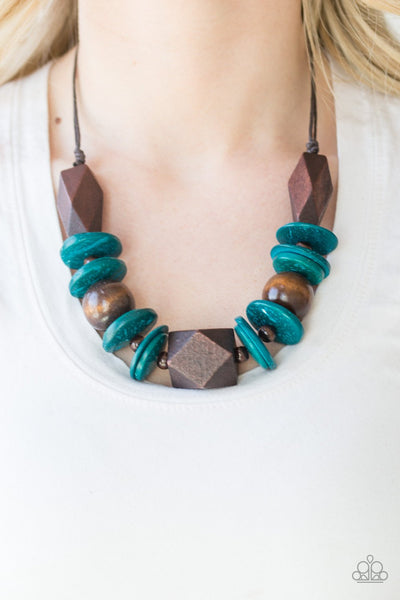 Pacific Paradise - Blue Necklace - Wood - Paparazzi